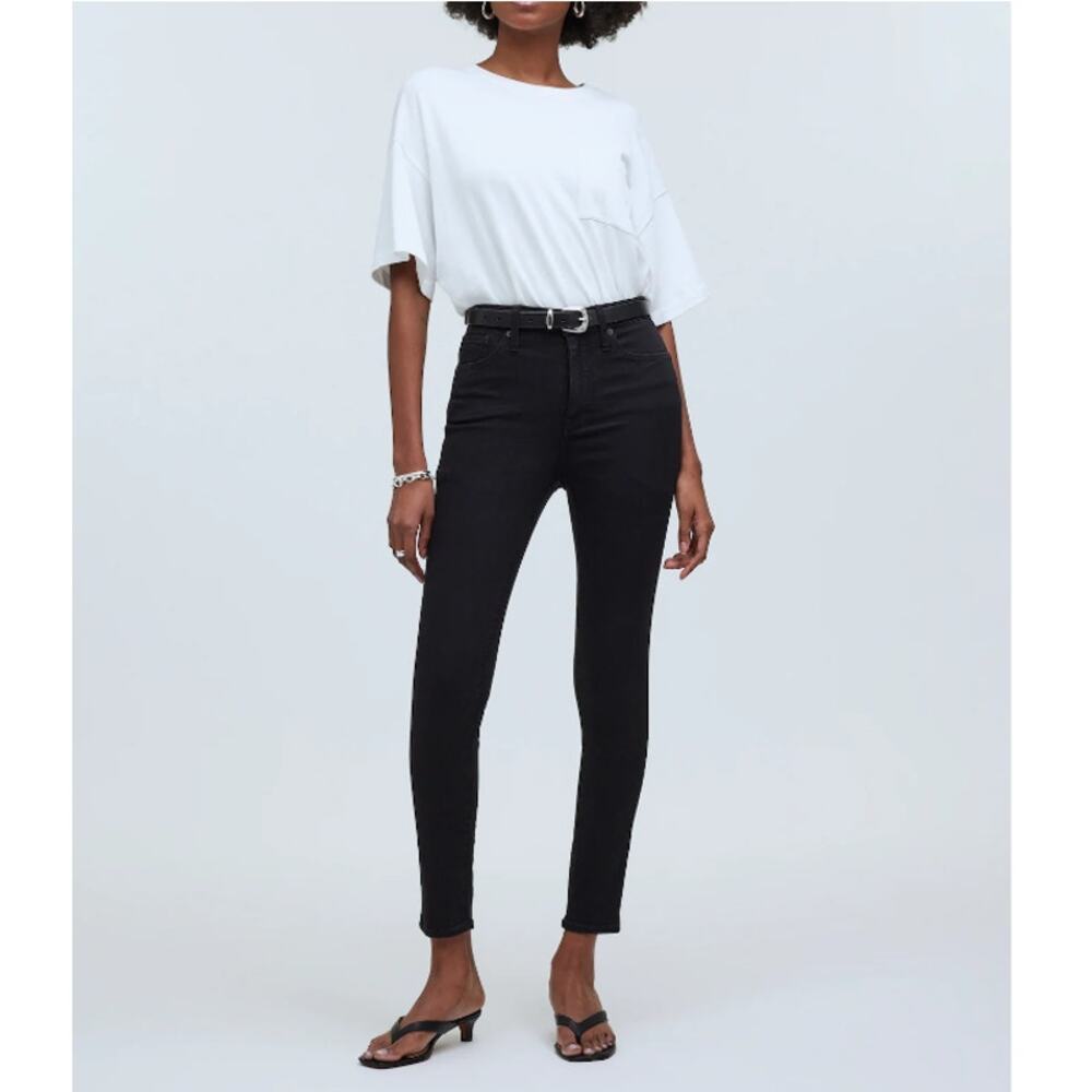 New MADEWELL Women's Black Frost Stretch Tall 10" High-Rise Skinny Jeans Size 24 - Picture 2 of 9